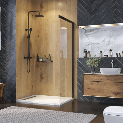WELLNESS BLACK F1 70-100 Fixed wall in combination